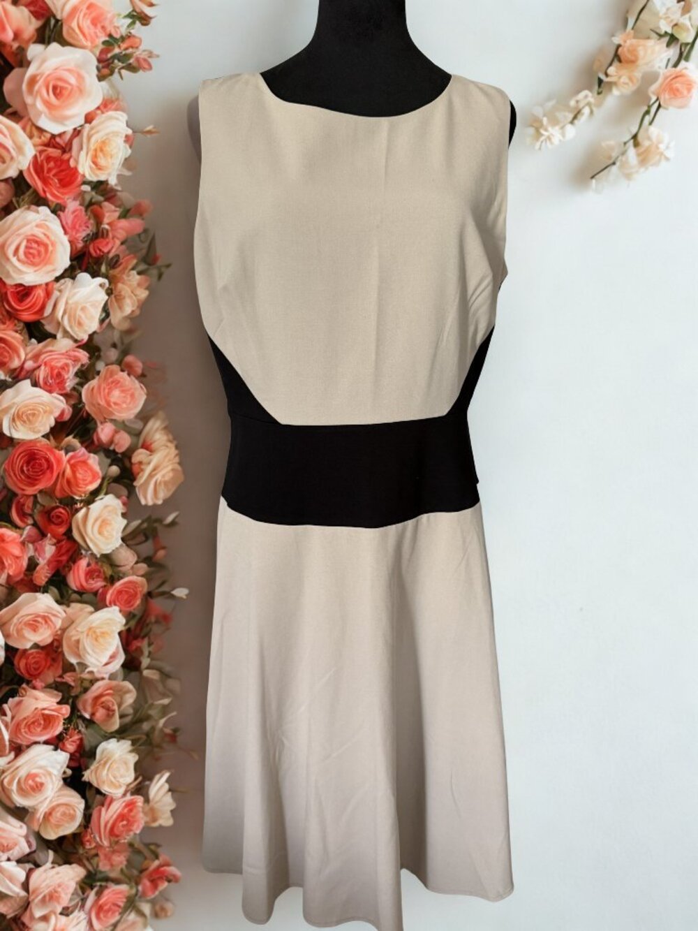 Calvin Klein Sleevless Black & Tan Dress